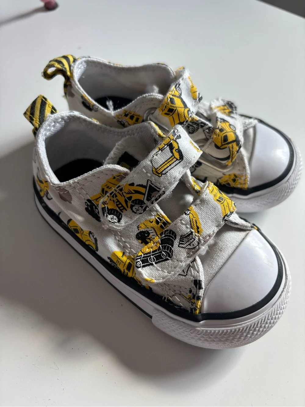 Toddler Converse with Yellow Construction Truck Print
